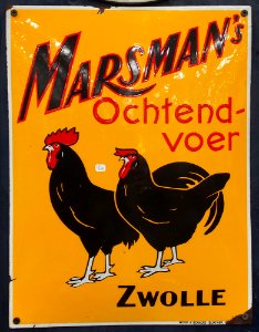 Enamel advertising sign, Marsman's Ochtendvoer, Zwolle, Woud & Bekkers blikfabriek photo