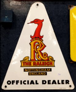 Enamel advertising sign, The Raleigh, Nottingham, England, official dealer