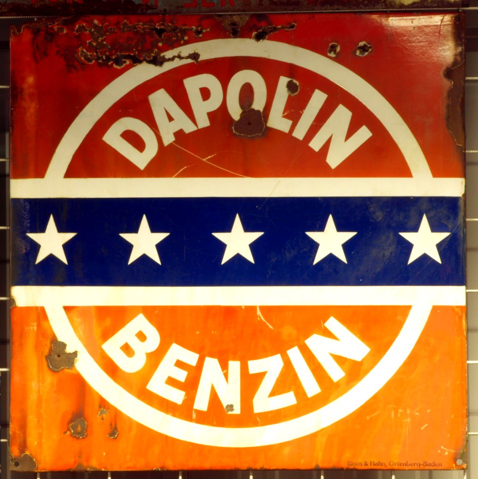 Enamel advertising sign, Dapolin Benzin