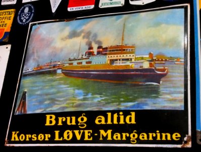 Enamel advertising sign, Brug altid Korsør LØVE-Margarine