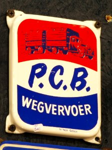 Enamel advert, PCB wegvervoer