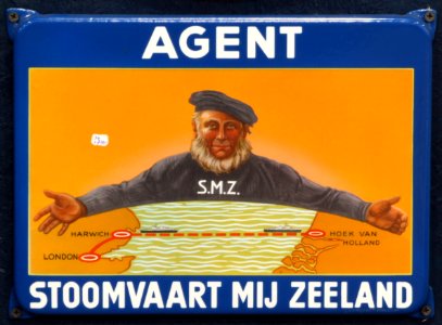 Enamel advertising sign, Agent Stoomvaart Mij Zeeland