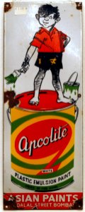 Enamel advert, APCOLITE plastic emulsion paint