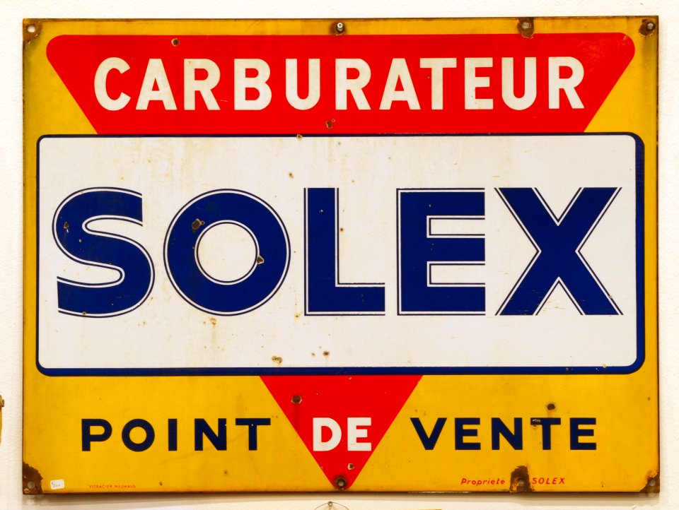 Enamel advert, SOLEX carburateur, Point de Vente