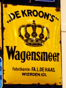 Enamel advert, De Kroon's, Wagensmeer