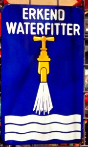 Enamel advert, Erkend Waterfitter