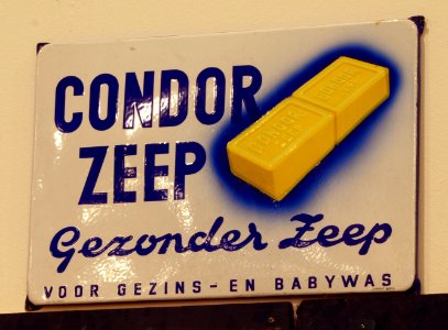 Enamel advert, CONDOR ZEEP, Gezonder Zeep
