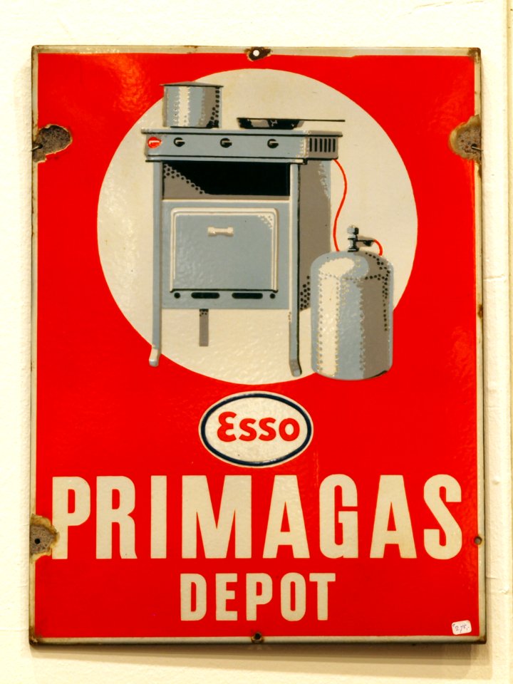 Enamel advert ESSO Primagas depot