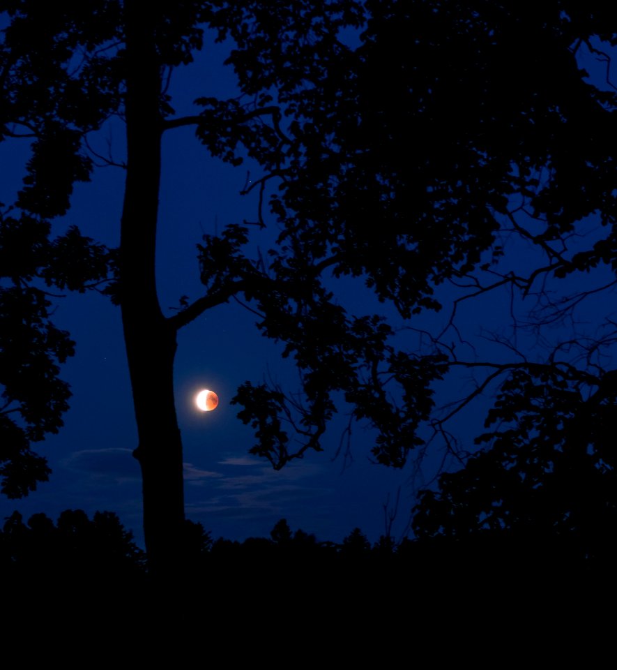 End of blood moon over Brastad old cemetery