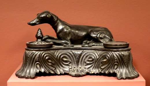 English greyhound inkwell, Walley Smith & Skinner, c. 1820 - Bennington Museum - Bennington, VT - DSC08954