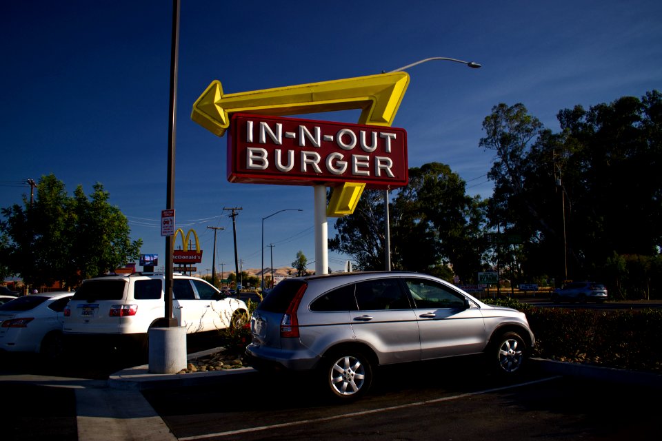 Enjoying a meal at In N Out in Gustine, California 01