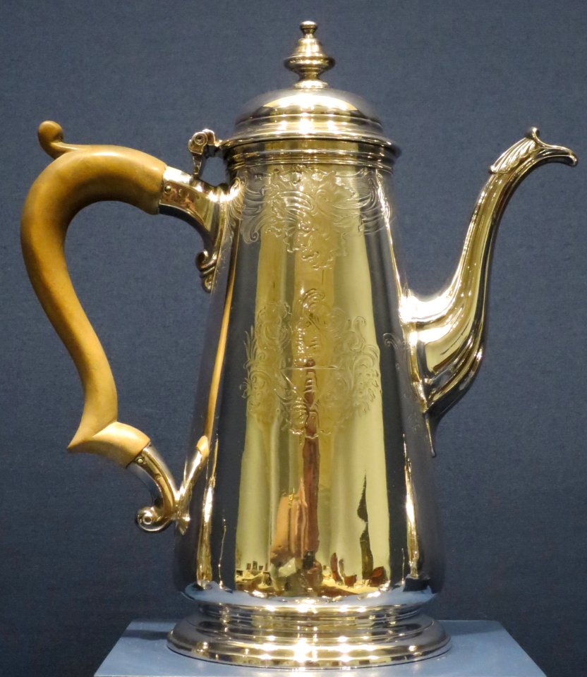 English coffee pot made by Peter Bateman, silver, Dayton Art Institute