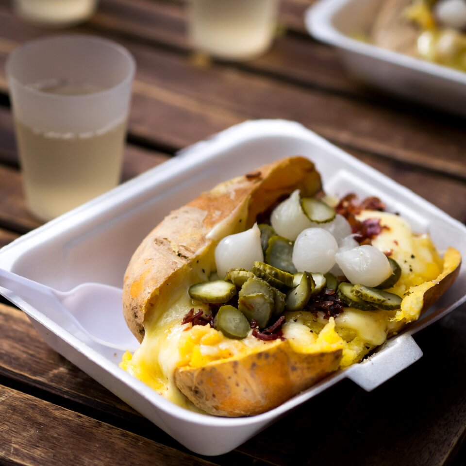 Wine raclette backed potato