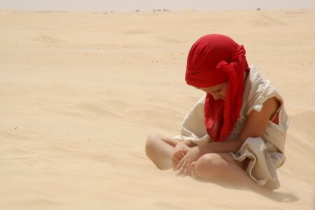 Sitting sad desert