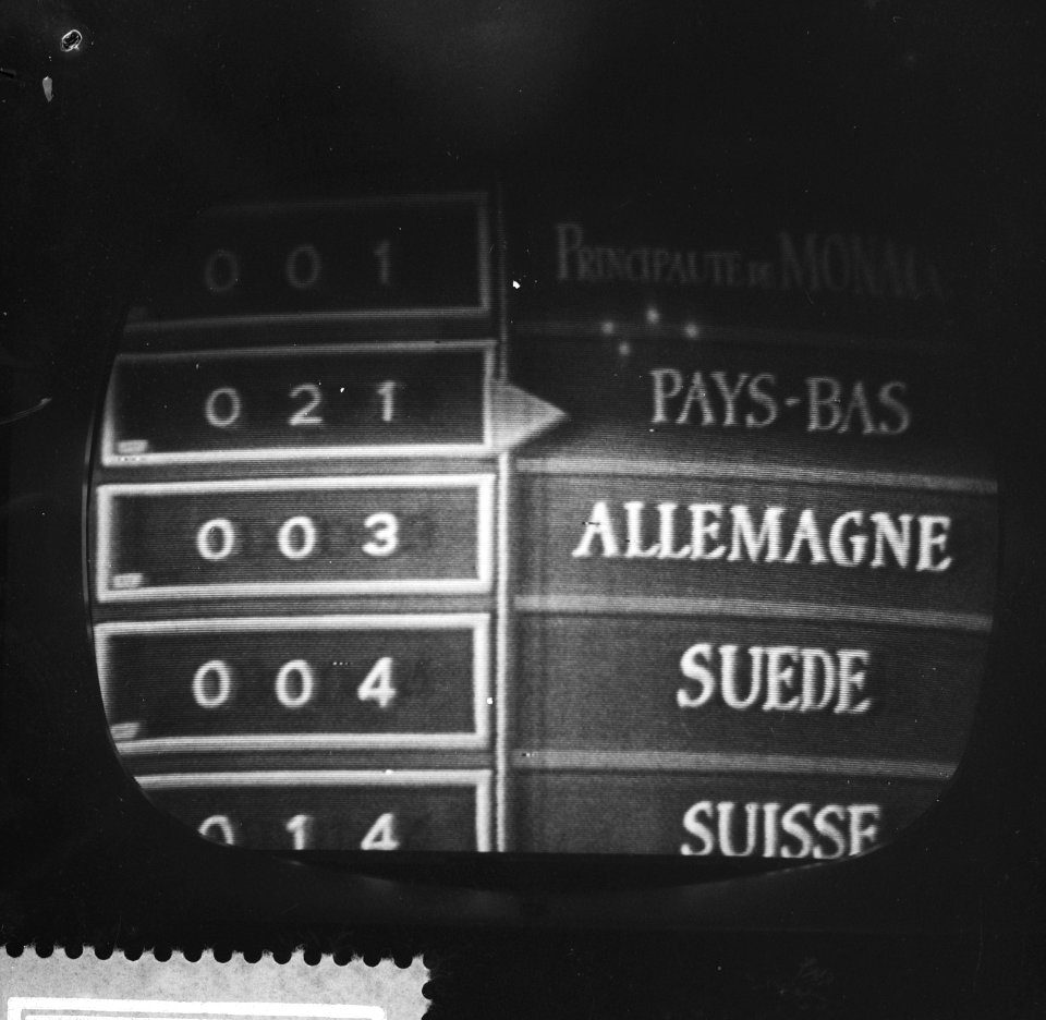 Eurovisie Songfestival 1959 te Cannes. Opname van televisie. Het scorebord, Bestanddeelnr 910-2088