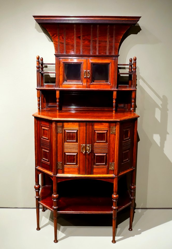 Etagere, Edward William Godwin, c. 1873, mahogany, glass, brass - Dallas Museum of Art - DSC05201