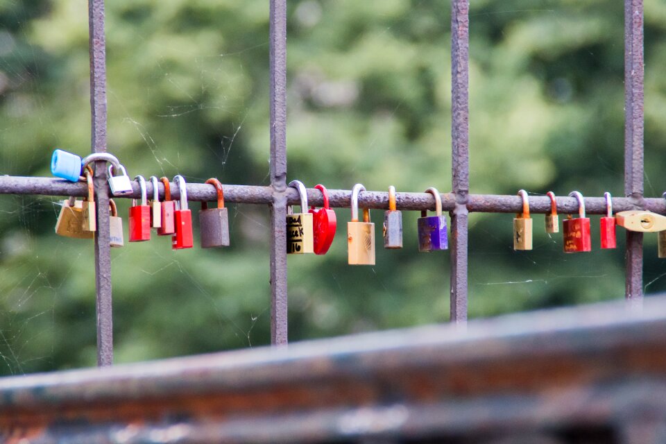 Metal bridge lovers romantic