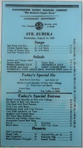Eureka menu, August 14, 1940 - Hyde Street Pier - San Francisco, CA - DSC02135