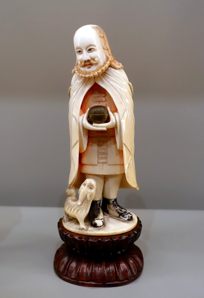 European tribute bearers, 2 of 2, Guangzhou, China, 1725-1775 AD, ivory, hardwood - Peabody Essex Museum - Salem, MA - DSC05255