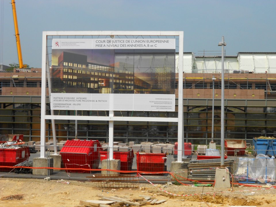 European Court of Justice in Luxembourg - Construction site sign - May 2012