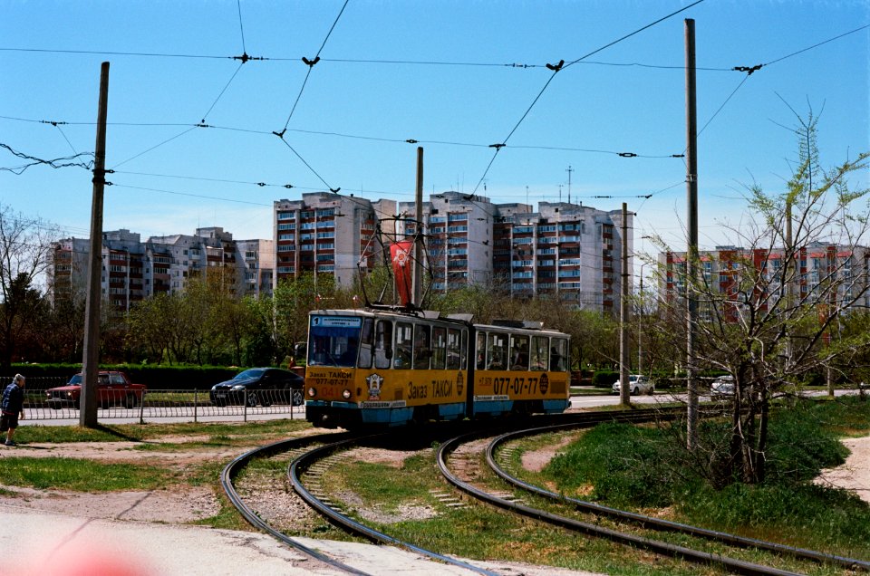Eupatoria tram 041 2021-05 Krasnaya Gorka district