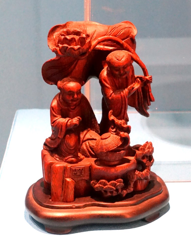 Erxian Group (Shide and Hanshan), China, Qing dynasty, 19th century AD, agar wood - Spurlock Museum, UIUC - DSC05988