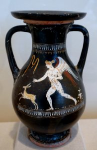 Eros chasing a fawn, pelike, South Italian, Gnathia, c. 360-300 BC, terracotta - Blanton Museum of Art - Austin, Texas - DSC07621