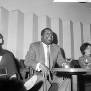 Erroll Garner in Amsterdam, hier in Amstelhotel tijdens cocktailparty, Bestanddeelnr 917-0983