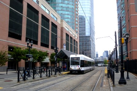 Essex St tram WB Liberty View Towers jeh