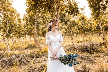 White dress bride wedding photo