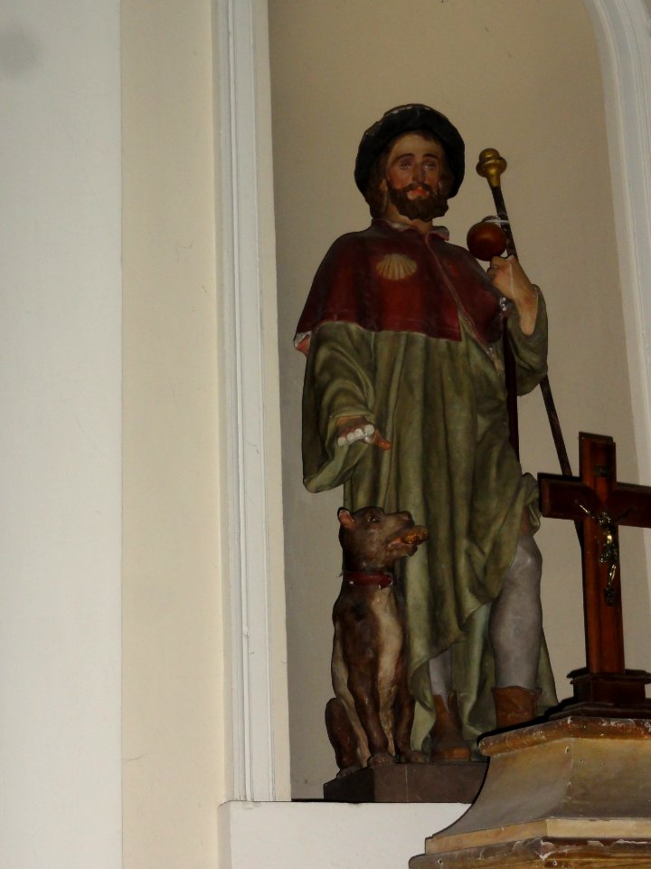 Escource (Landes) église, statue Saint Roch B (pèlerin)