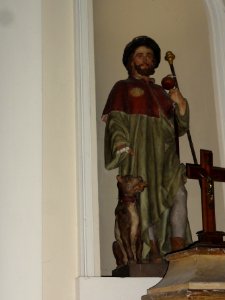 Escource (Landes) église, statue Saint Roch B (pèlerin)