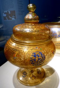 Footed bowl with lid, Syria, second quarter of 14th century, glass, enameled and gilded - Freer Gallery of Art - DSC04586