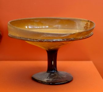 Footed dish, amber glass - Redpath Museum - McGill University - Montreal, Canada - DSC08160