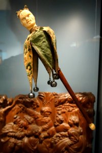 Fool's scepter, Germany or France, 1565-1600, ivory, boxwood, silver, velvet, damask, silk - Germanisches Nationalmuseum - Nuremberg, Germany - DSC03788