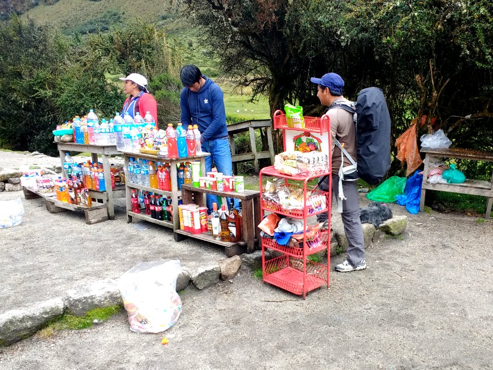 Food and drinks for sale at Llulluchapampa