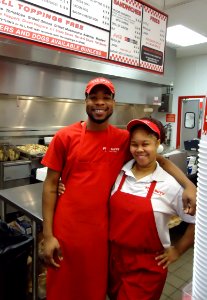 Food preparers at Five Guys Restaurant in New Jersey