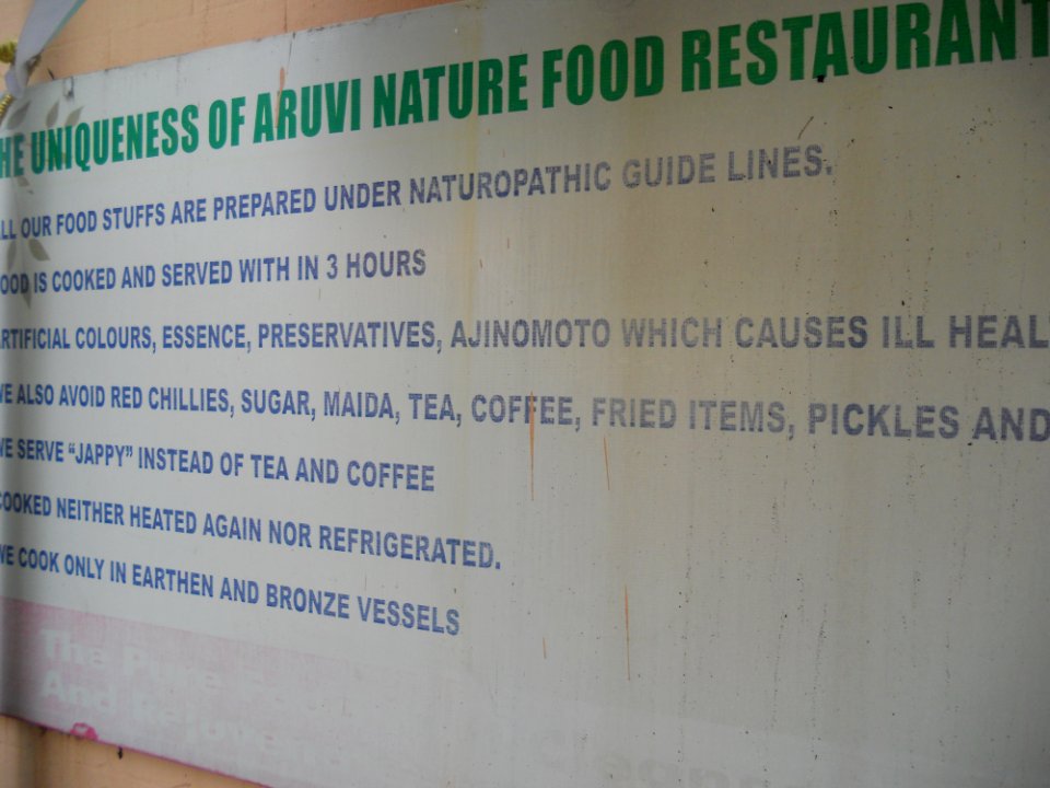 Food Philosophy Board, as displayed at Aruvi Restaurant