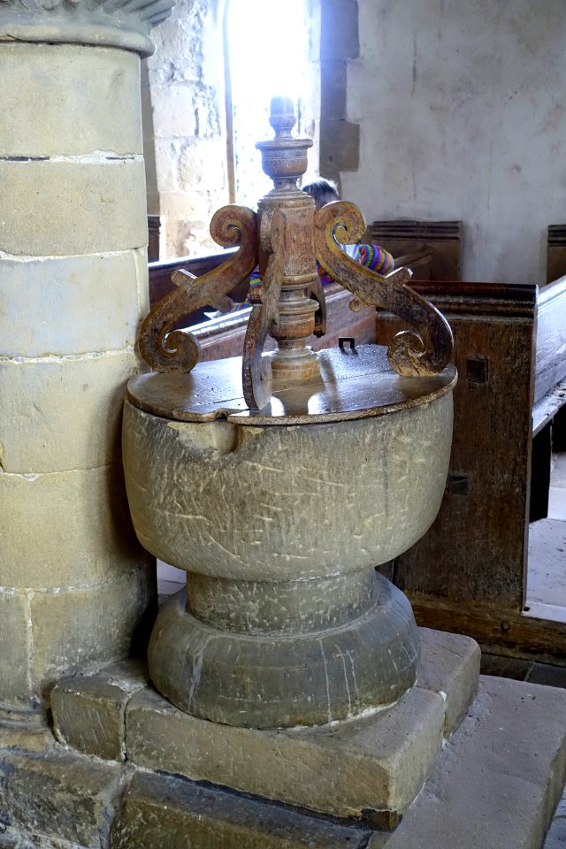 Font - Chapel of St Nicholas, Haddon Hall - Bakewell, Derbyshire, England - DSC02547