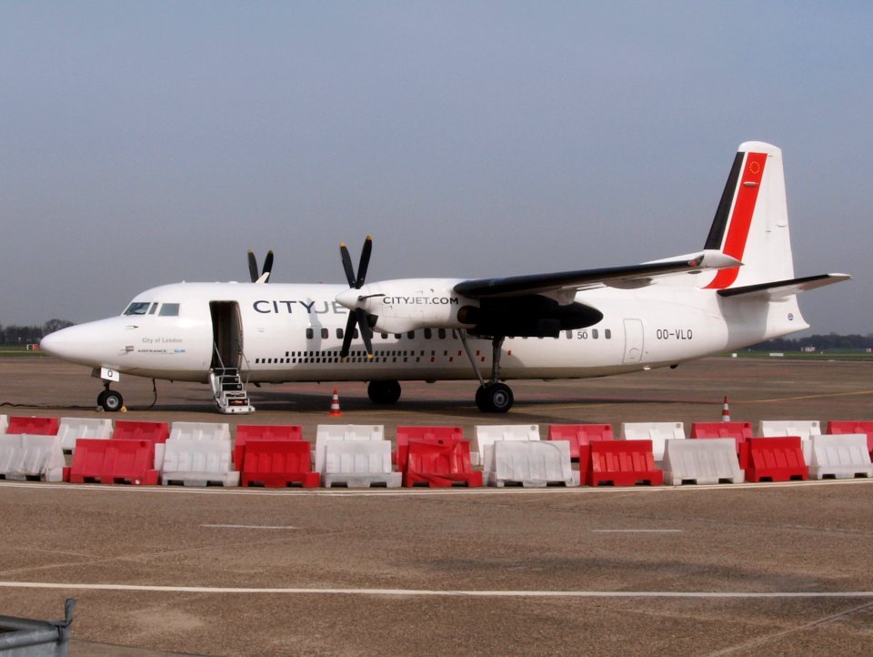 Fokker 50, OO-VLO, Cityjet.com at Rotterdam Airport