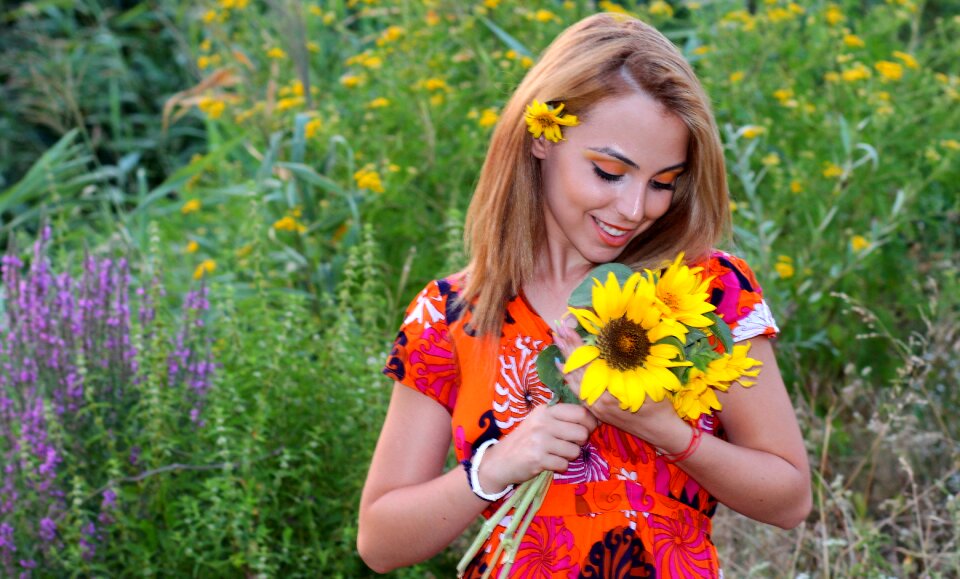 Flowers blonde beauty