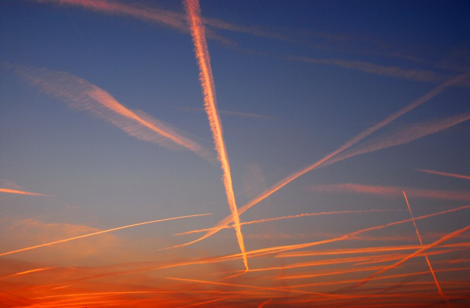 Sky color contrail photo