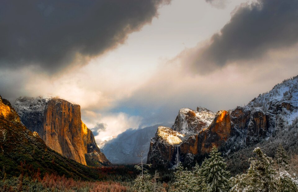 Snow mountains landscape