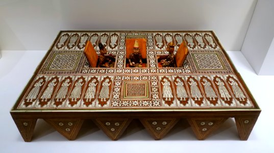 Folding backgammon board, India, Mughal period, 1800s AD, wood, ivory, cord - Dallas Museum of Art - DSC04968