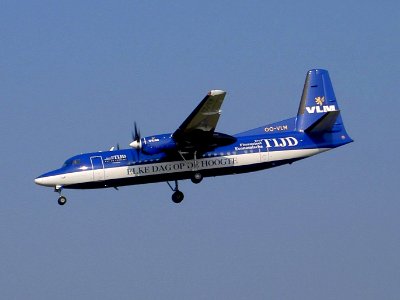 Fokker 50 VLM Airlines OO-VLM landing at Zaventem