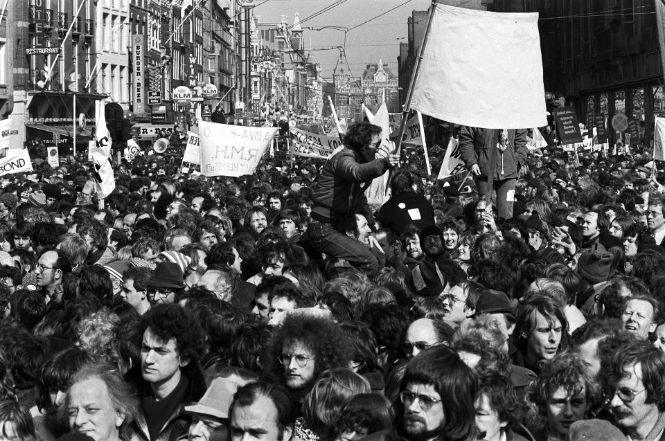 FNV manifestatie op de Dam, Amsterdam overzicht massabijeenkomst, Bestanddeelnr 930-7340