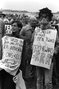 FNV-demonstratie (20.000 mensen) in Den Haag tegen 1 juli-maatregelen spandoe, Bestanddeelnr 932-9855