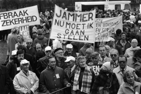 FNV-demonstratie (20.000 mensen) in Den Haag tegen 1 juli-maatregelen demonst, Bestanddeelnr 932-9848