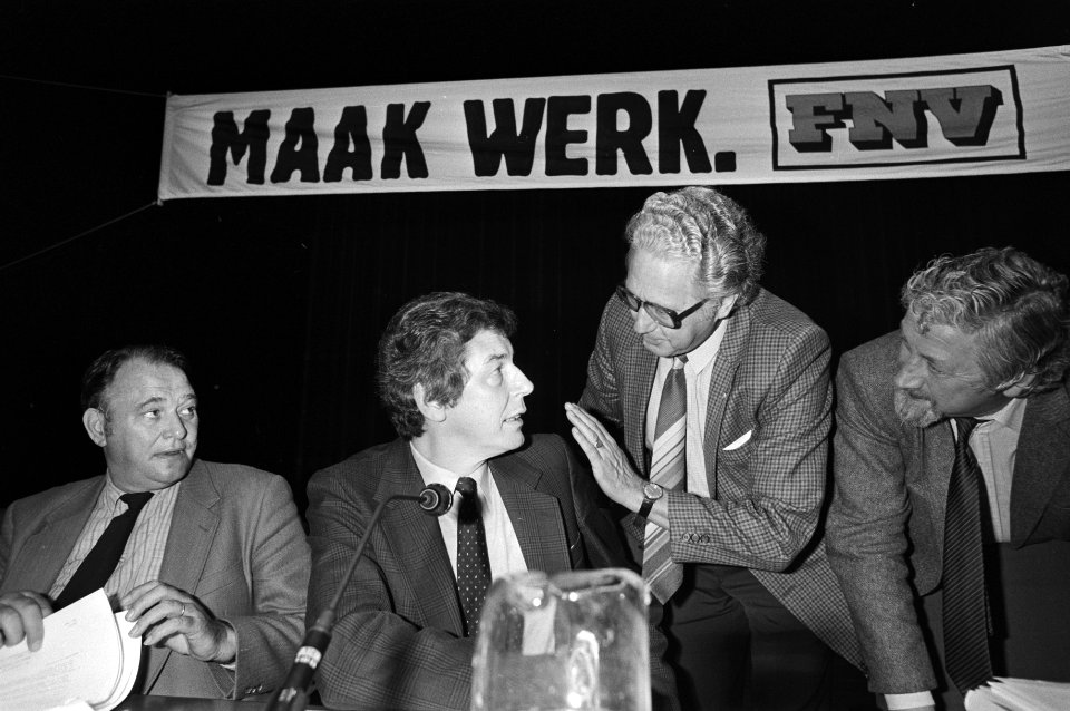 FNV vice-voorzitter Bode, voorzitter Wim Kok en Harm van de Meulen, voorzitter …, Bestanddeelnr 932-3558