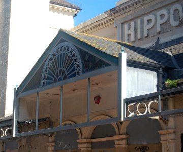 Former Brighton Hippodrome, Middle Street, Brighton (September 2019) (Glazed Awning over Entrance) (1)
